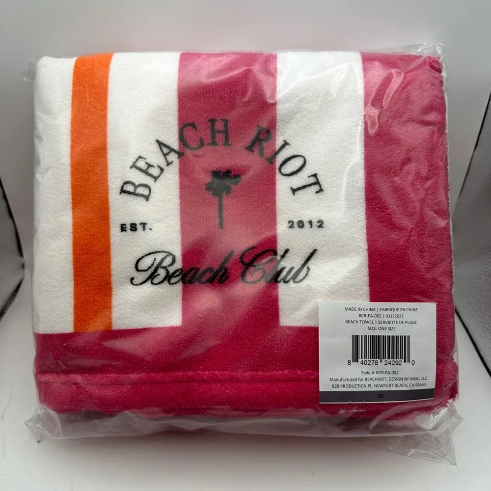 Beach Riot Beach Towel Pink Orange Stripe  30